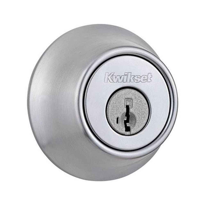 Kwikset 660M-SMT-KA6-CP Mobile Home Round Single Cylinder Deadbolt, 2-3/8" Backset Round Drive-In Bolt, Round Corner Strike, In Clear Pack
