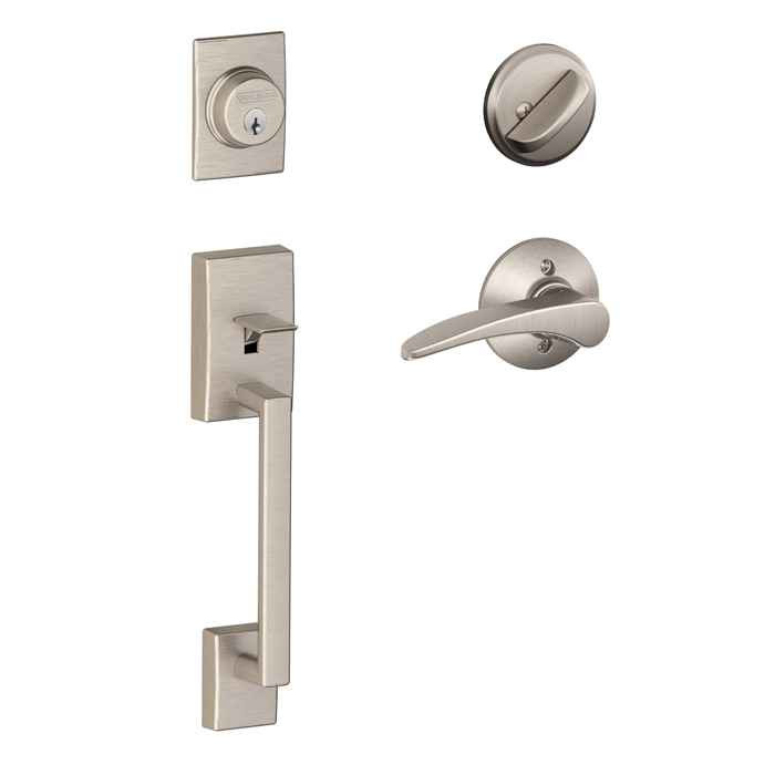Schlage Residential F60 - Manhattan Sectional Single Cylinder Keyed Entry Handleset with Accent Lever