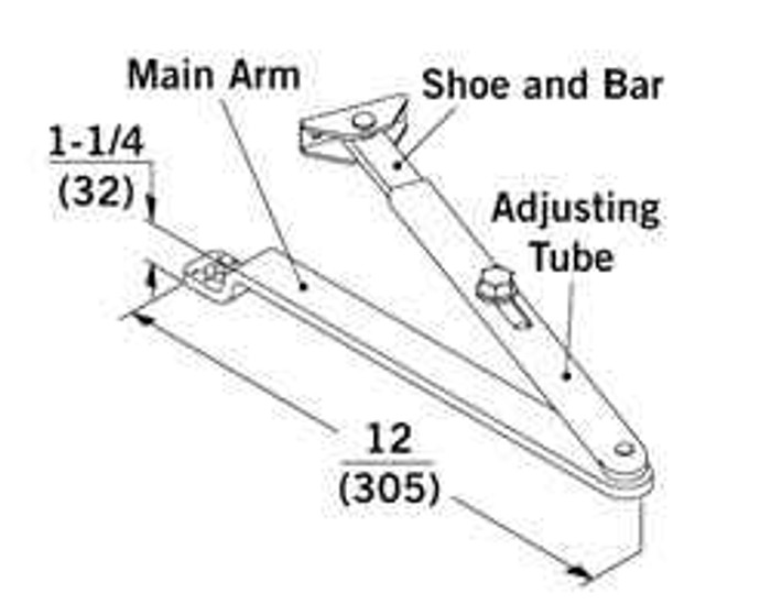 Dorma AF86 - 8600 Series Closer Arm, Flat, Complete NHO Reg. or TJ 0" to 4" Reveal