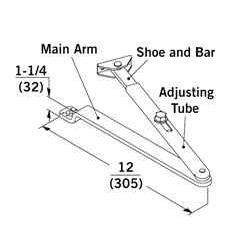 Dorma AF86 - 8600 Series Closer Arm, Flat, Complete NHO Reg. or TJ 0" to 4" Reveal