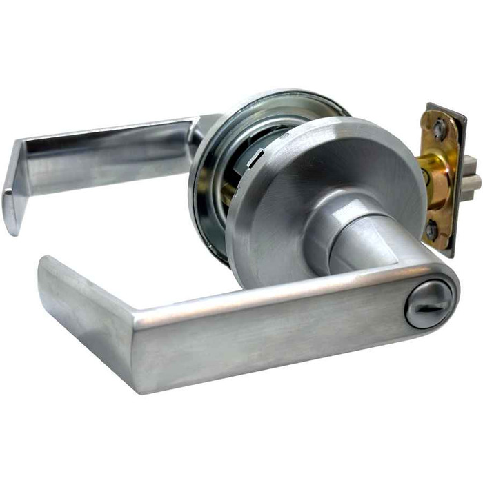 Stanley Security Grade 2 Privacy Lever, Sierra (Bent) Lever with Small Rose, Adjustable Square Latch, 4-7/8" x 1-1/4" ANSI Strike