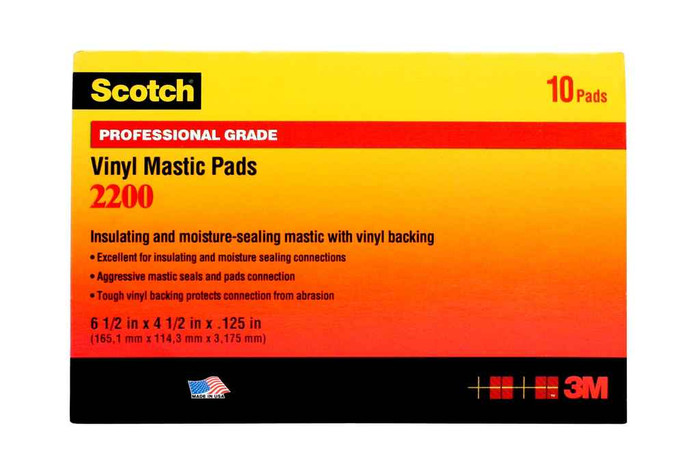 3M 2200-6.5X4.5IN Scotch Vinyl Mastic Pad 2200, 6-1/2 in x 4-1/2 in, Black, 10pads/carton, 50 pads/Case