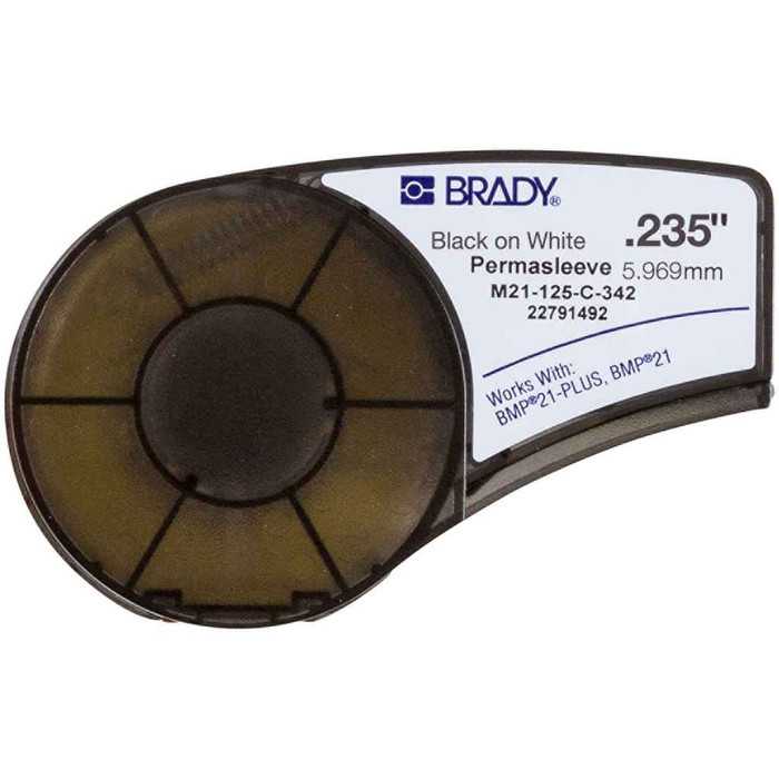 Brady M21-125-C-342 BMP21 Series PermaSleeve Heat Shrink Polyolefin Wire Marking Sleeves, 0.125" Dia x 7' L