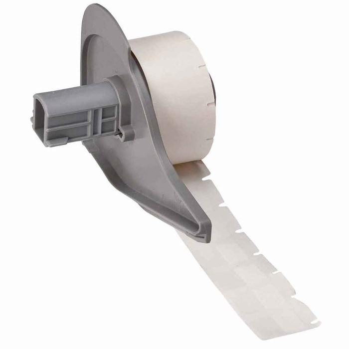 Brady M71-11-427 BMP71 Self-Laminating Vinyl Wire and Cable Labels, 0.75" H x 0.5" W, Roll of 500 Labels, Clear/White