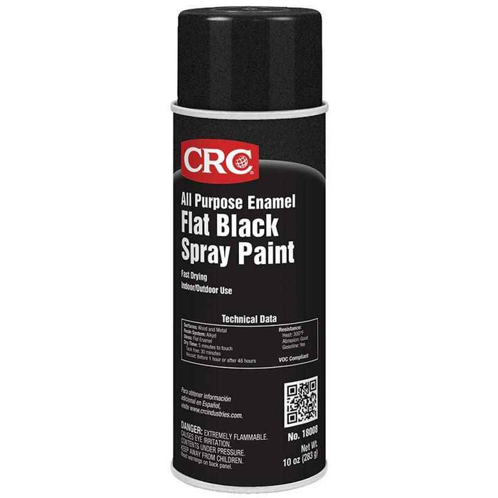 CRC All Purpose Enamel Spray Paint - Flat Black 10 Oz Professional Coating