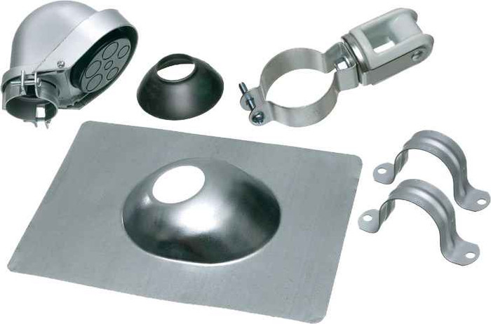 Arlington Industries MK250ASFX Mast Kit, 2" trade size. Kit provies an assorment of service entrance mast components for installing overhead service drops in residential and commercial buildings using conduit. Includes Entrance Cap, Roof Flashing, Wi
