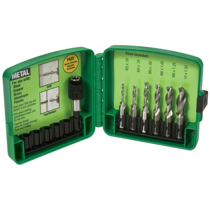 Greenlee 50121510 M3-M10 6 Piece Drill/Tap Set