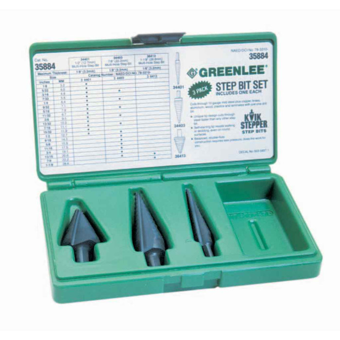 Greenlee 50358847 #1, #3, #8 Kwik Stepper Step Bit Kit