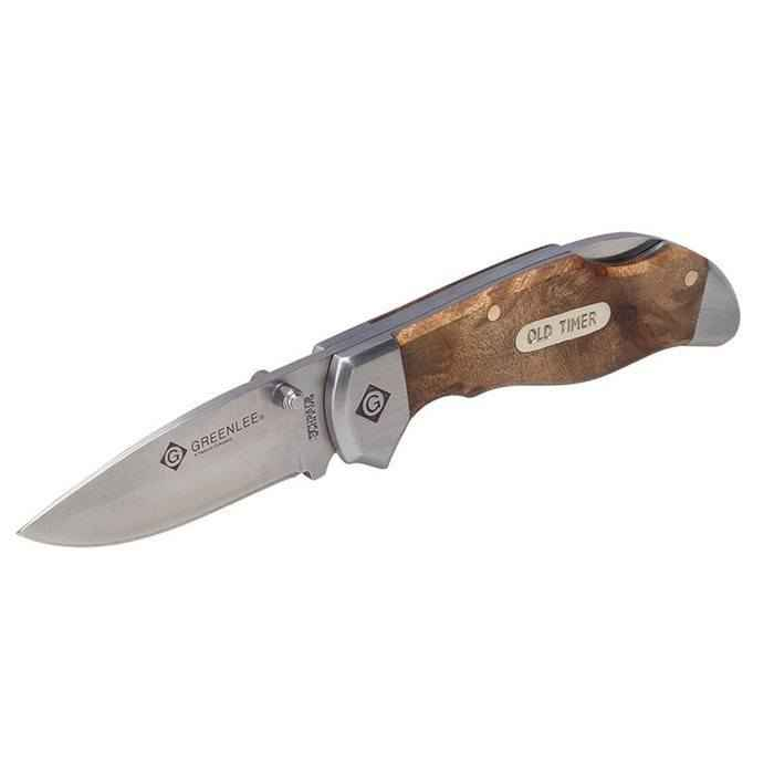 Greenlee Drop Point Pocket Knife with Desert Ironwood Handle and Lock-Back Safety System