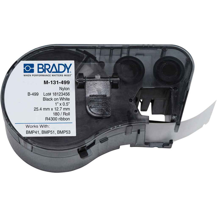 Brady M-131-499 BMP51 BMP53 BMP41 Nylon Cloth Labels, 1" H x 0.5" W
