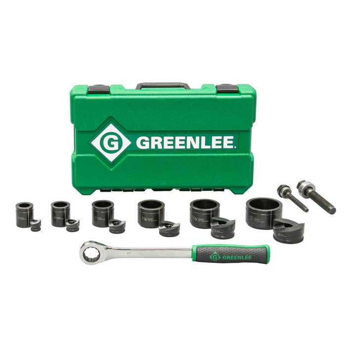 Greenlee Manual Knockout Kit 1/2"-2" Conduit Size Slug-Buster Punch & Die Set with High-Leverage Ratchet Wrench