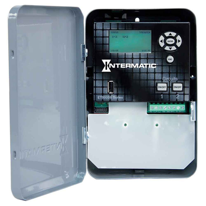 Intermatic ET90215C Astronomic 365-Day 2-Circuit Electronic Control, 120-277 VAC, 50/60 Hz, 2-SPDT, Indoor Metal Enclosure, Ethernet Optional