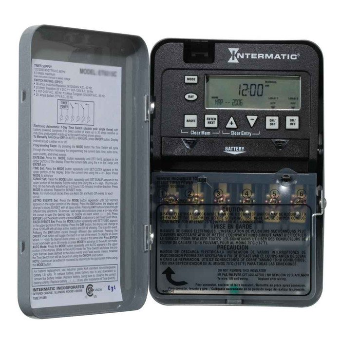 Intermatic ET1725C 7-Day 2-Circuit Electronic Control, 120-277 VAC, 2-SPST, Indoor Metal Enclosure Intermatic ET1725C 7-Day 2-Circuit Electronic Control, 120-277 VAC, 2-SPST, Indoor Metal Enclosure
