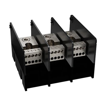 Mersen MPDB67653 Open-Style PDB UL 1953 1000V 250A Tin-plated Aluminum - 310A 3-Pole 1 - 10 openings; 350-#6 --- #6-#14 Box to Box