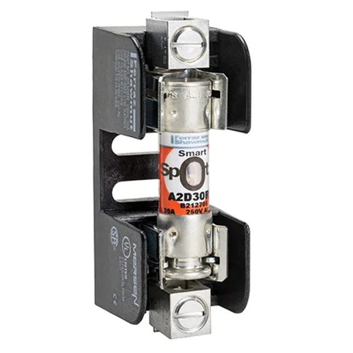 Mersen Class R Fuse Block 30A 250VAC/250VDC 1-Pole with Reinforced Clip Mersen Class R Fuse Block 30A 250VAC/250VDC 1-Pole with Reinforced Clip