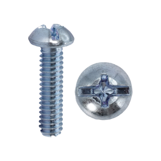 Minerallac 6-32 x 3/4" Round Head Machine Screws with Combo Phillips/Slotted Drive and Zinc Plated Finish, 100 Pack