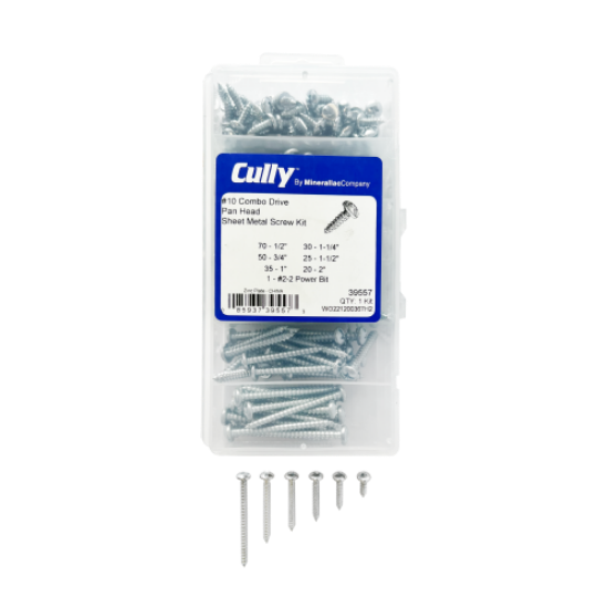 Minerallac #10 Pan Head Phillips/Slotted Sheet Metal Screw Kit - Zinc Plated Steel Multi-Length Assortment