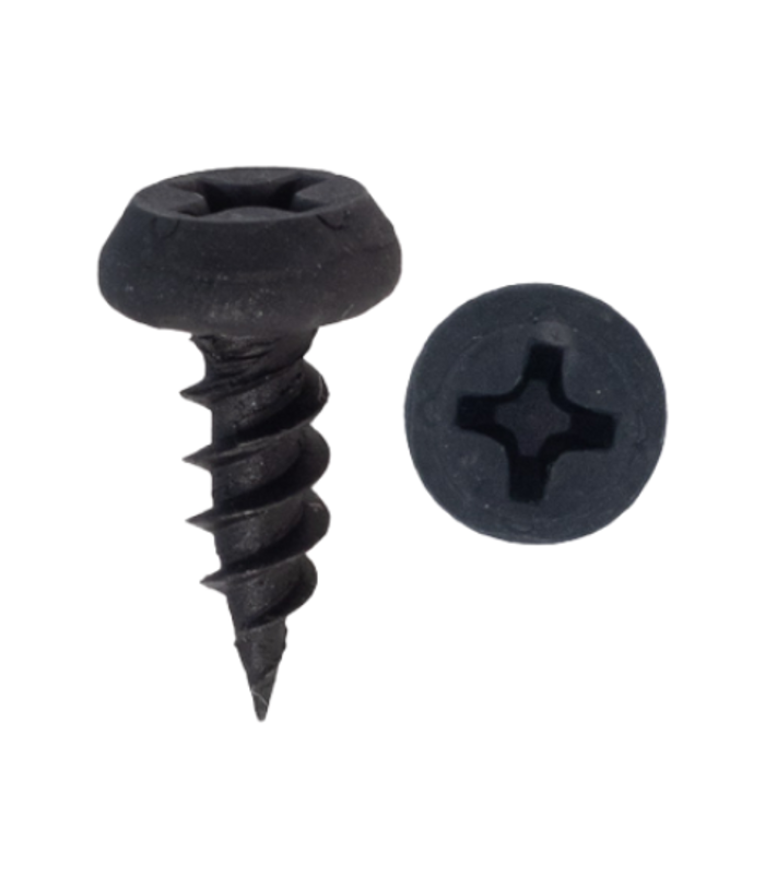 Minerallac #7 x 7/16" Pan Head Sheet Metal Screws with Sharp Point Metal Piercing - Black Phosphate Finish