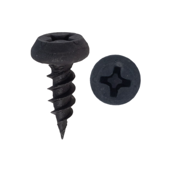 Minerallac #7 x 7/16" Pan Head Sheet Metal Screws with Sharp Point Metal Piercing - Black Phosphate Finish, 100 Pack
