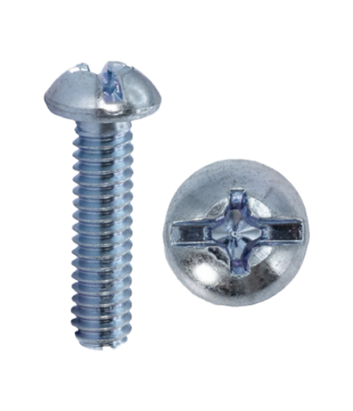 Minerallac #10-32 x 3/8" Round Head Machine Screws with Combo Phillips/Slotted Drive and Zinc Plated Finish