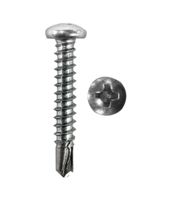 Minerallac #10-16 x 1" Self-Drilling TEK Screws with Phillips Pan Head and Zinc Plating