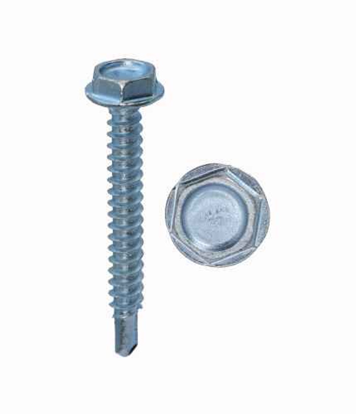 Minerallac 79216J 12-14 x 1" Self-Drilling (TEK) Sheet Metal Screw, Hex Washer Head, #3 Drill Point, Zinc Plated, Jar