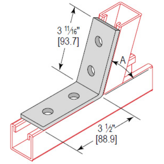Minerallac CAO4H45EG Zinc-Plated 4-Hole 45° Corner Angle Bracket