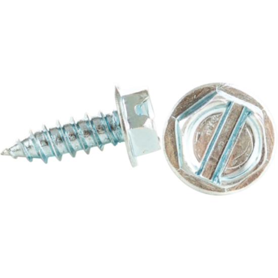 Minerallac #14 x 1-1/2" Sheet Metal Screws with Hex Washer Head, Slotted Drive, Zinc Plated Steel, 100 Pack