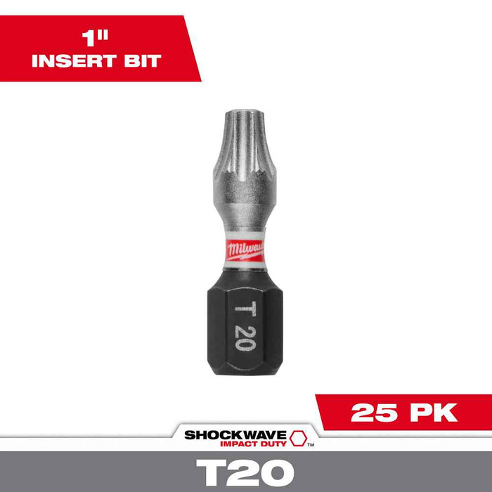 Milwaukee Tool 48-32-4735 SHOCKWAVE, Impact Duty 1" Insert Bit TORX T20 Bulk 25