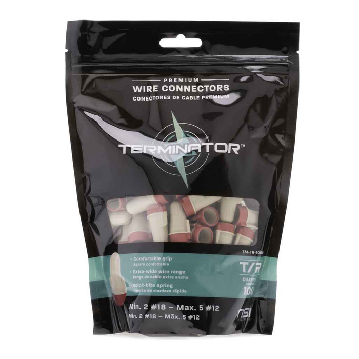 NSi Industries TM-TR-100P Premium Wire Connectors in Tan & Red rated for 18-12 AWG |100 Pack