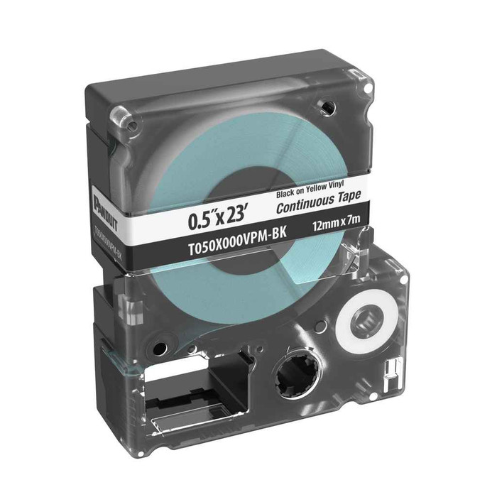 Panduit T050X000VPM-BK PXE, T050X000VPM-BK MP Printer Cont. Tape, Safety & ID, Vinyl, Blk/White, 0.5" W