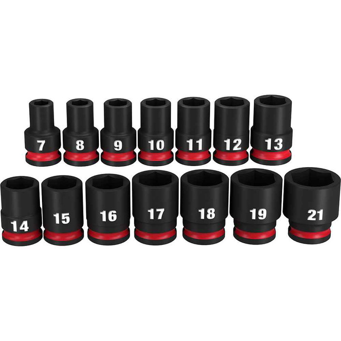 Milwaukee Tool 49-66-7007 14PC SHOCKWAVE, Impact Duty 3/8" Drive Metric Standard 6 Point Socket Set