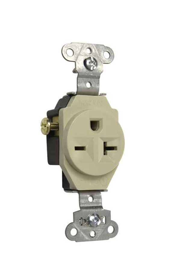 Pass & Seymour 5851I 20A 250V Heavy Duty Spec-Grade Single Receptacle, Side Wire, Ivory Pass & Seymour 5851I 20A 250V Heavy Duty Spec-Grade Single Receptacle, Side Wire, Ivory