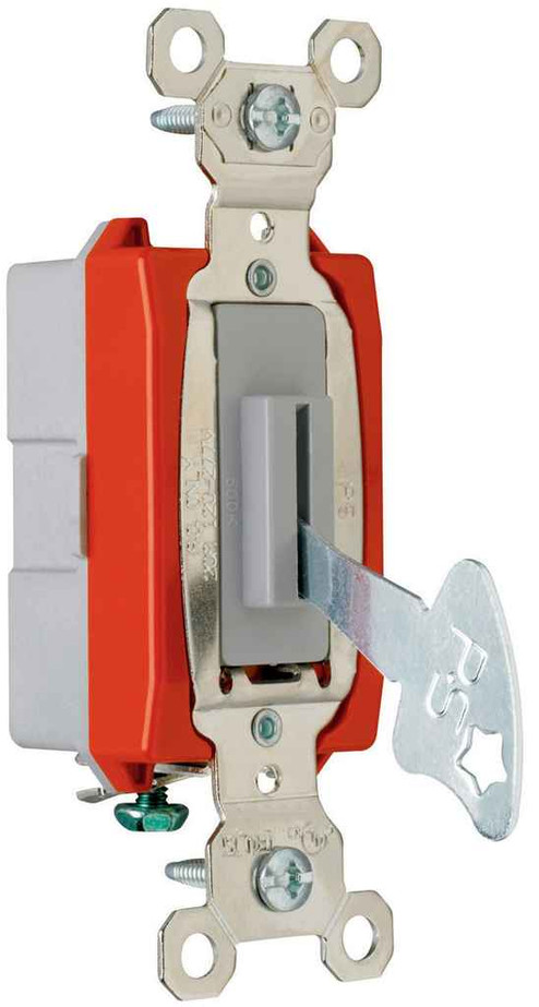 Pass & Seymour PS20AC1L Industrial Extra Heavy Duty Specification Grade Lock Switch Back and Side Wire, Gray