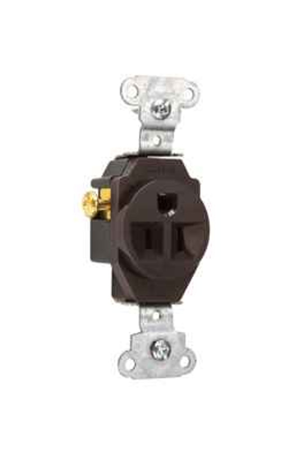 Pass & Seymour 5251 15A 125V Heavy Duty Spec-Grade Single Receptacle, Side Wire, Brown
