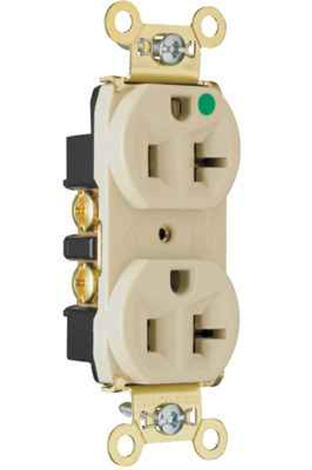 Pass & Seymour 8300HI 20A 125V Heavy Duty Hospital-Grade Compact Duplex Receptacle, Back and Side Wire, Ivory