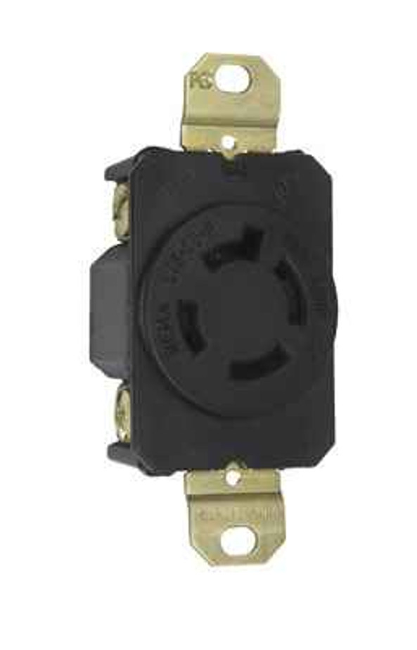 Pass & Seymour L1620R 20A 480V NEMA L1620 Single Receptacle, 4-Wire 3-Phase, Black