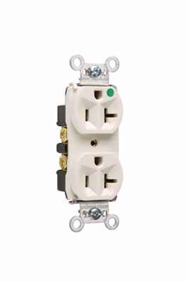 Pass & Seymour 8300HLA 20A 125V Heavy Duty Hospital-Grade Compact Duplex Receptacle, Back and Side Wire, Light Almond