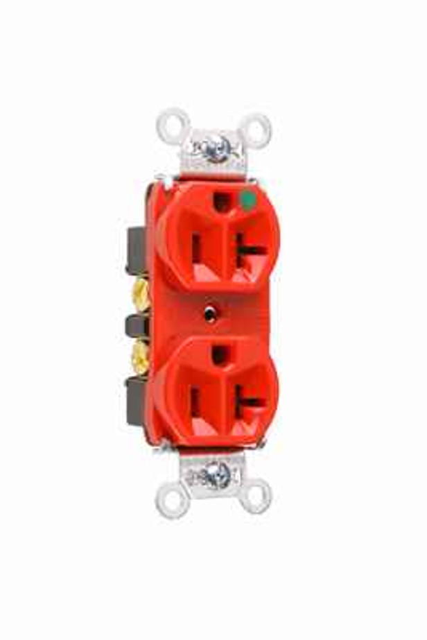 Pass & Seymour 8300HRED 20A 125V Heavy Duty Hospital-Grade Compact Duplex Receptacle, Back and Side Wire, Red