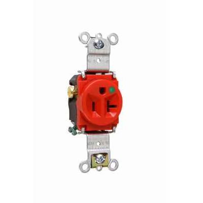 Pass & Seymour 8301RED 20A 125V Hospital-Grade Single Receptacle, Red