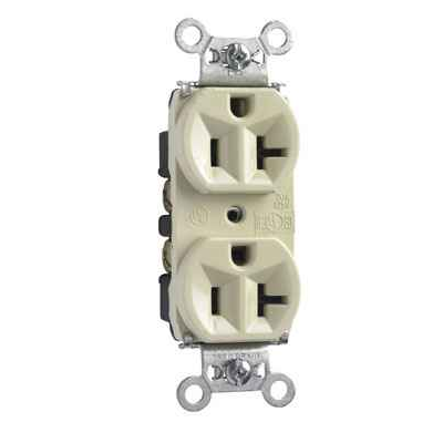 Pass & Seymour 5362I 20A 125V Hard Use Spec-Grade Duplex Receptacle, Ivory