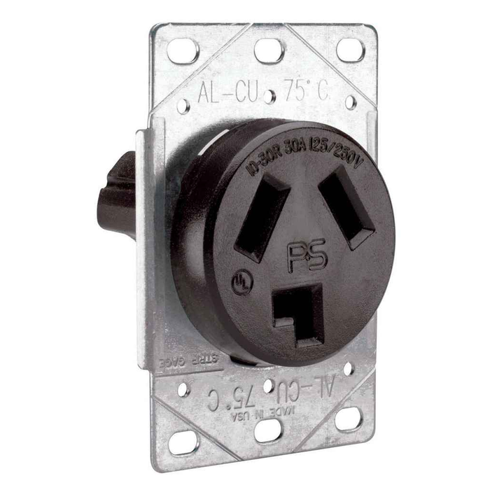 Pass & Seymour 3860 30A 125/250V 10-30R Straight Blade Receptacle, 3-Pole 3-Wire Black