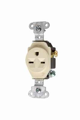 Pass & Seymour 5651I 15A 250V Heavy Duty Spec-Grade Single Receptacle, Back and Side Wire, Ivory