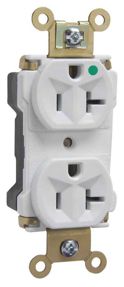Pass & Seymour PT8300W PlugTail 20A 125V Extra Heavy Duty Hospital-Grade Duplex Receptacle, White