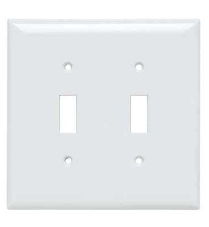 Pass & Seymour SPJ2W Junior Jumbo 2-Gang Thermoset Wall Plate, 1 Toggle Switch Opening, White