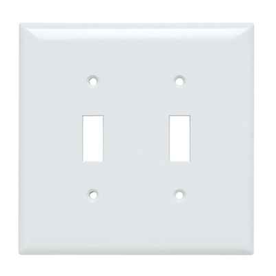 Pass & Seymour SPJ2W Junior Jumbo 2-Gang Toggle Wall Plate, Thermoset, White