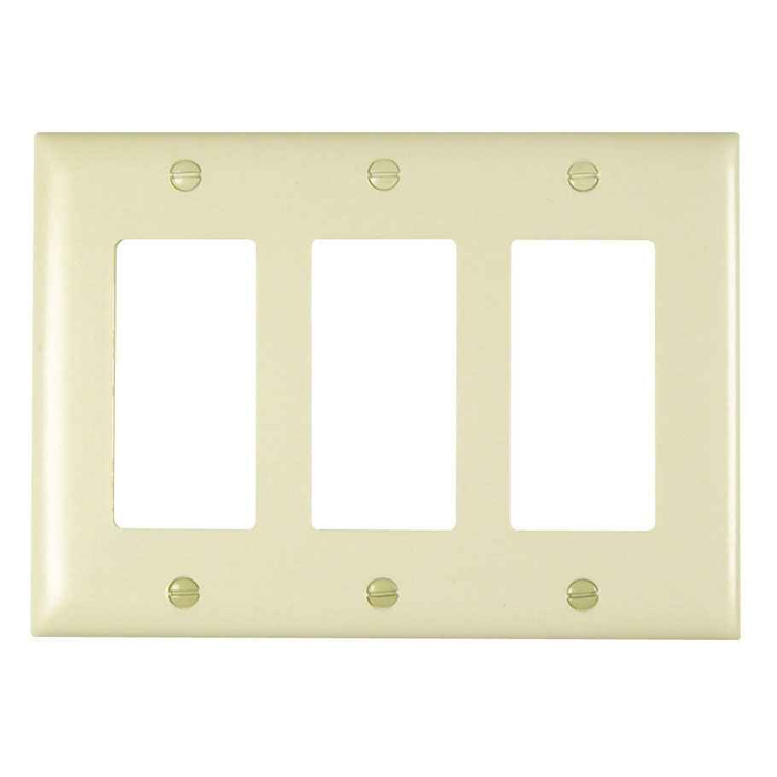 Pass & Seymour TP263LA TradeMaster 3-Gang Decorator Wall Plate, Nylon, Light Almond