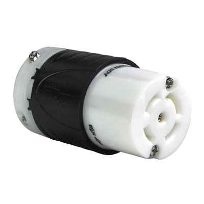 Pass & Seymour L2130C 30A L2130 Connector, Nylon Shell, Black/White