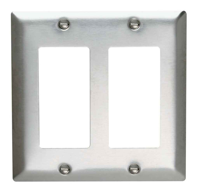 Pass & Seymour SS262 2-Gang 302/304 Stainless Steel Wall Plate, 1 Decorator Opening