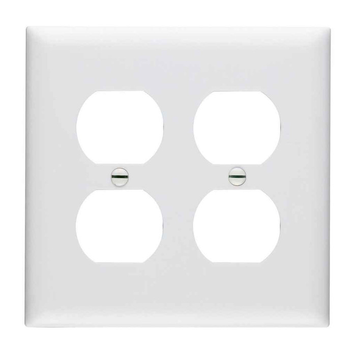 Pass & Seymour TP82W TradeMaster 2-Gang Nylon Wall Plate, 2 Duplex Receptacle Openings, White